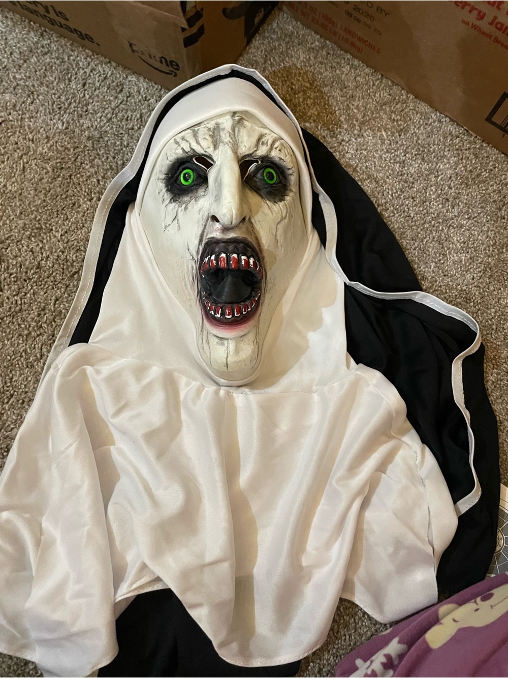 Scary Nun mask Costume in White and Black